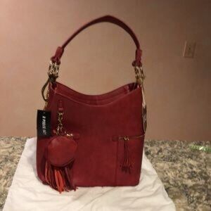 Red leather vegan two piece NWT Alyssa